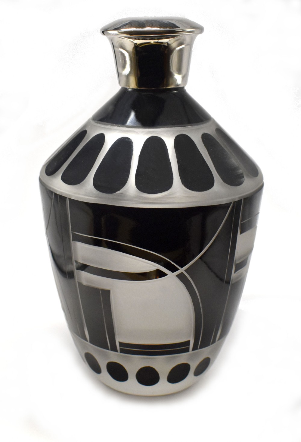art deco large geometric glass cologne bottle c1930