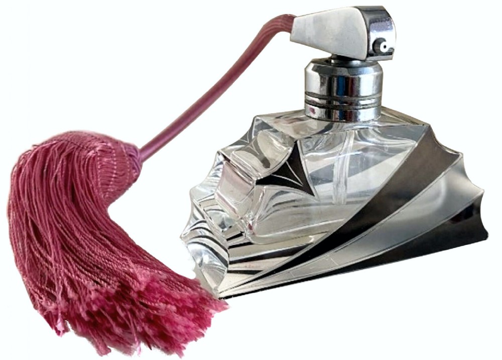 art deco atomizer perfume glass bottle 1930's