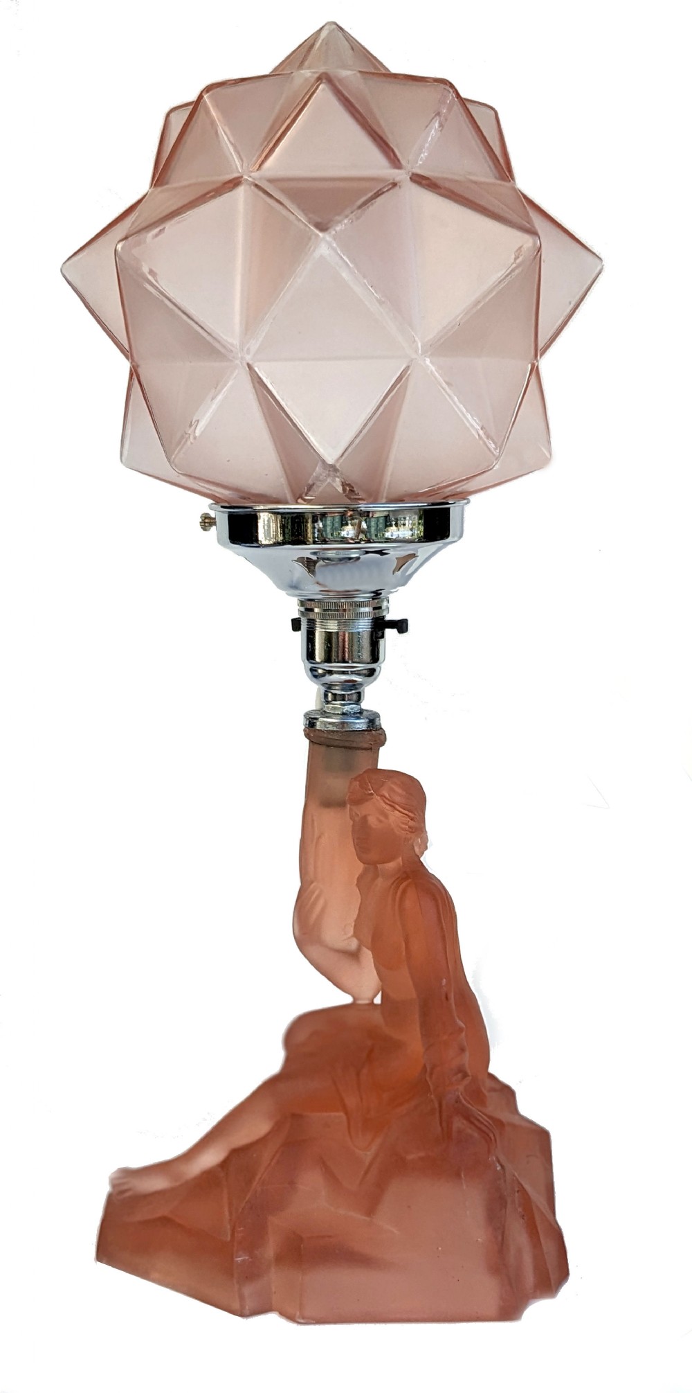 art deco walther and sohne peach glass table lamp circa 1930's