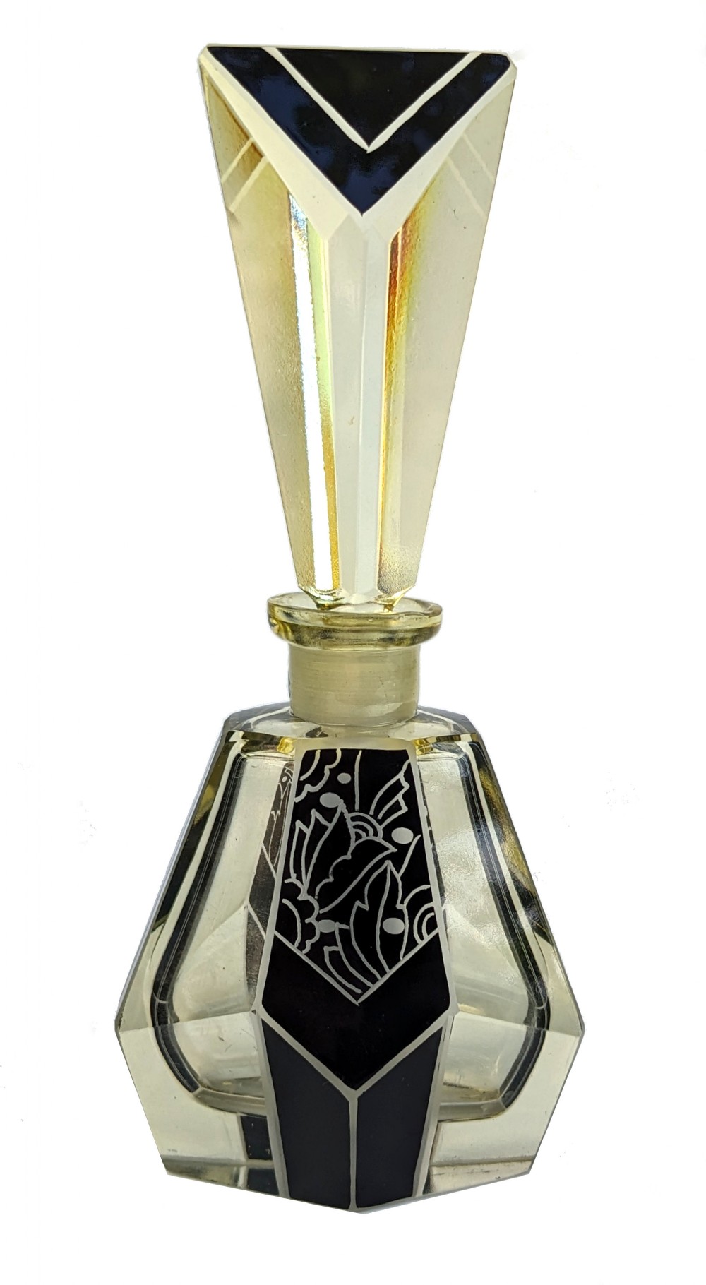 art deco cut glass perfume bottle by karl palda c1930