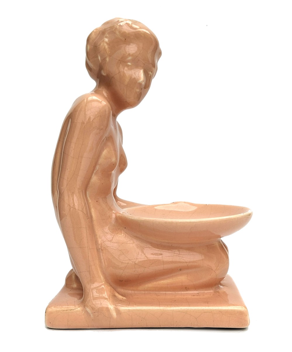 art deco crackle glazed female ceramic figure c1930