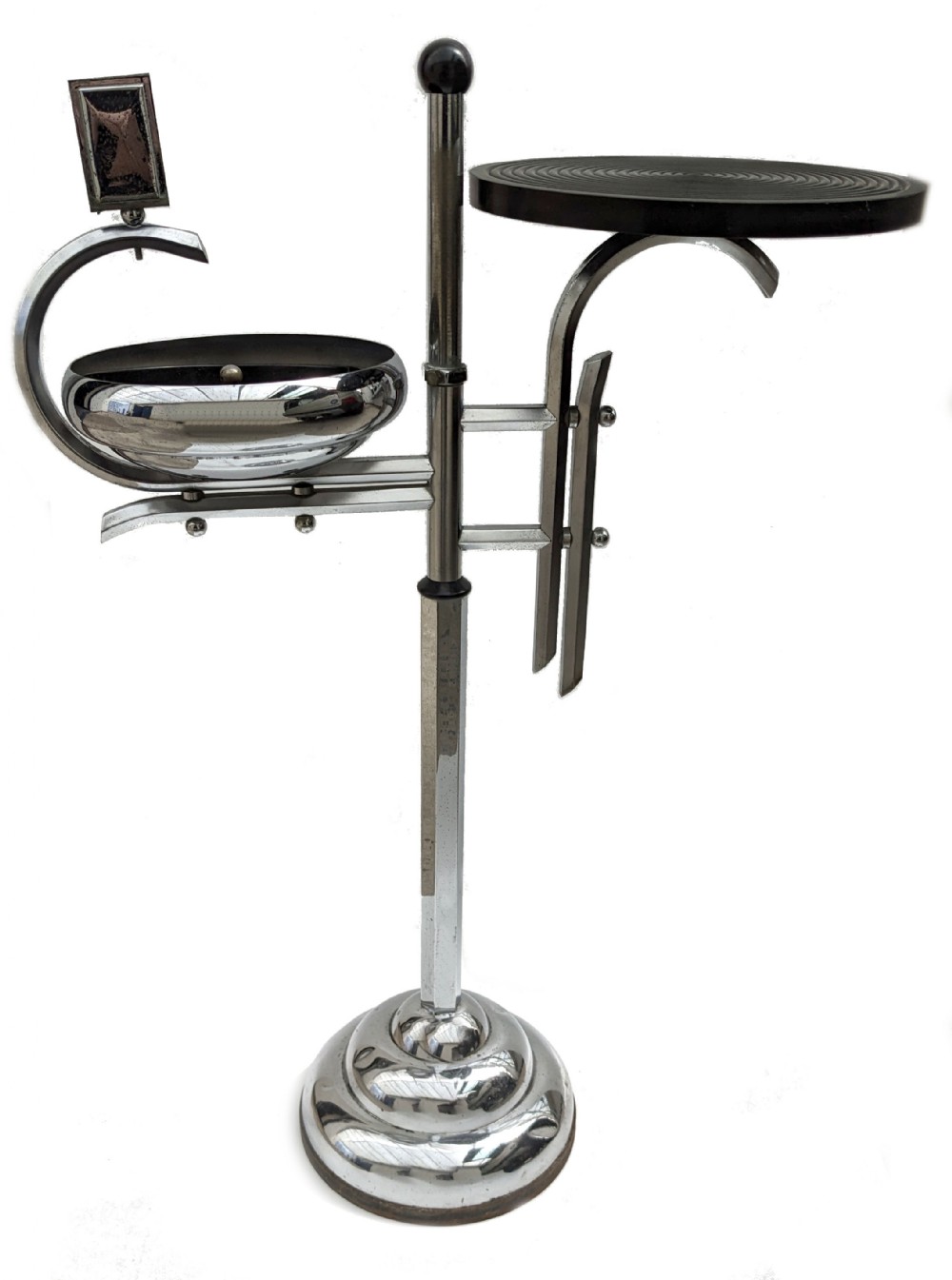 art deco chrome bakelite smokers stand c1930