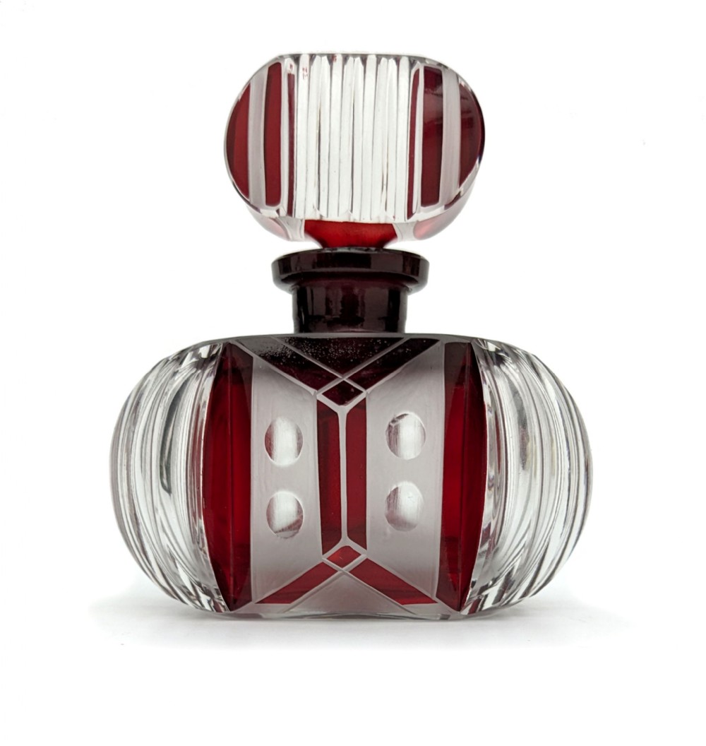art deco cut glass enamel perfume bottle c1930