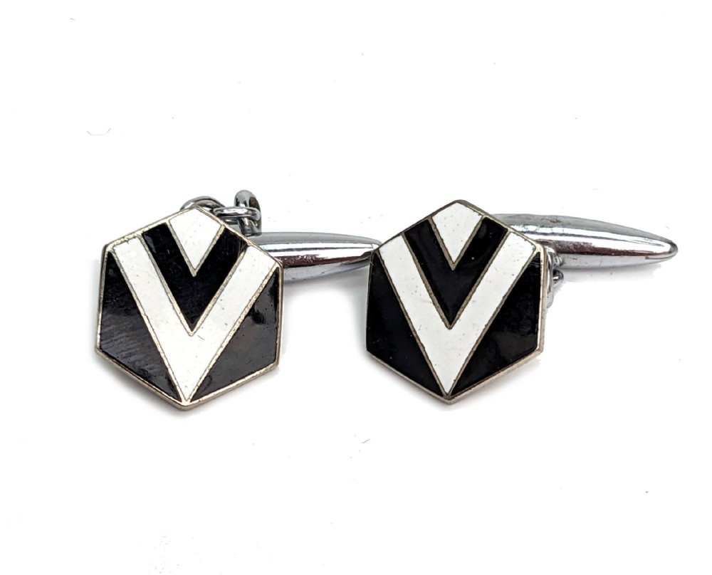 art deco gents english enamel cufflinks c1930