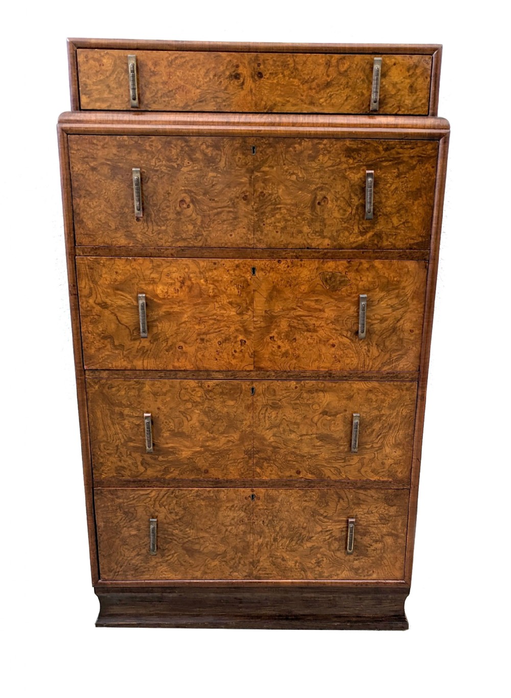 art deco figured walnut chest of drawers c1930