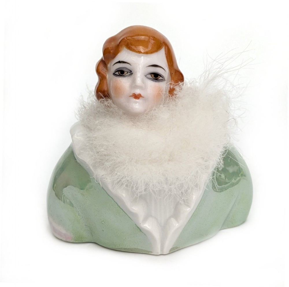 art deco flapper powder puff doll stand by fasold stuach c1930