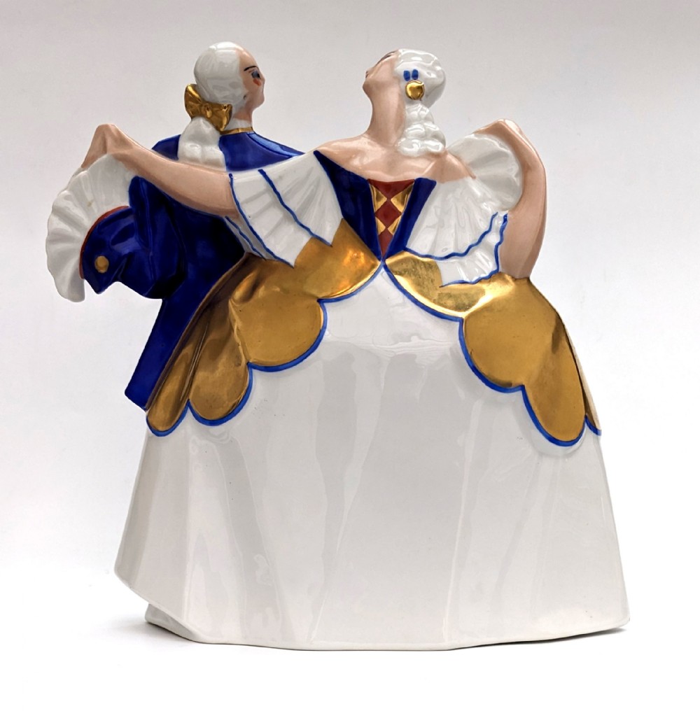 art deco ceramic minuet carnival dancers by atelier de la maitrise leyritz ayme paris france