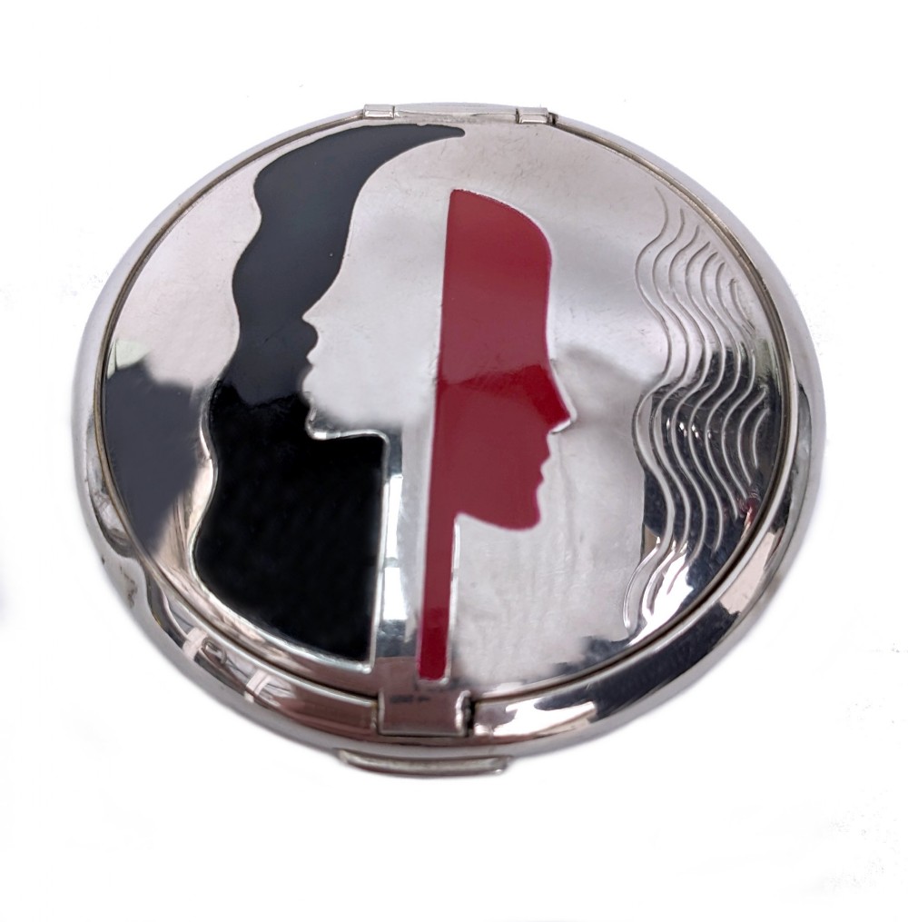 art deco two faces ladies powder compact by richard hudnut c1930