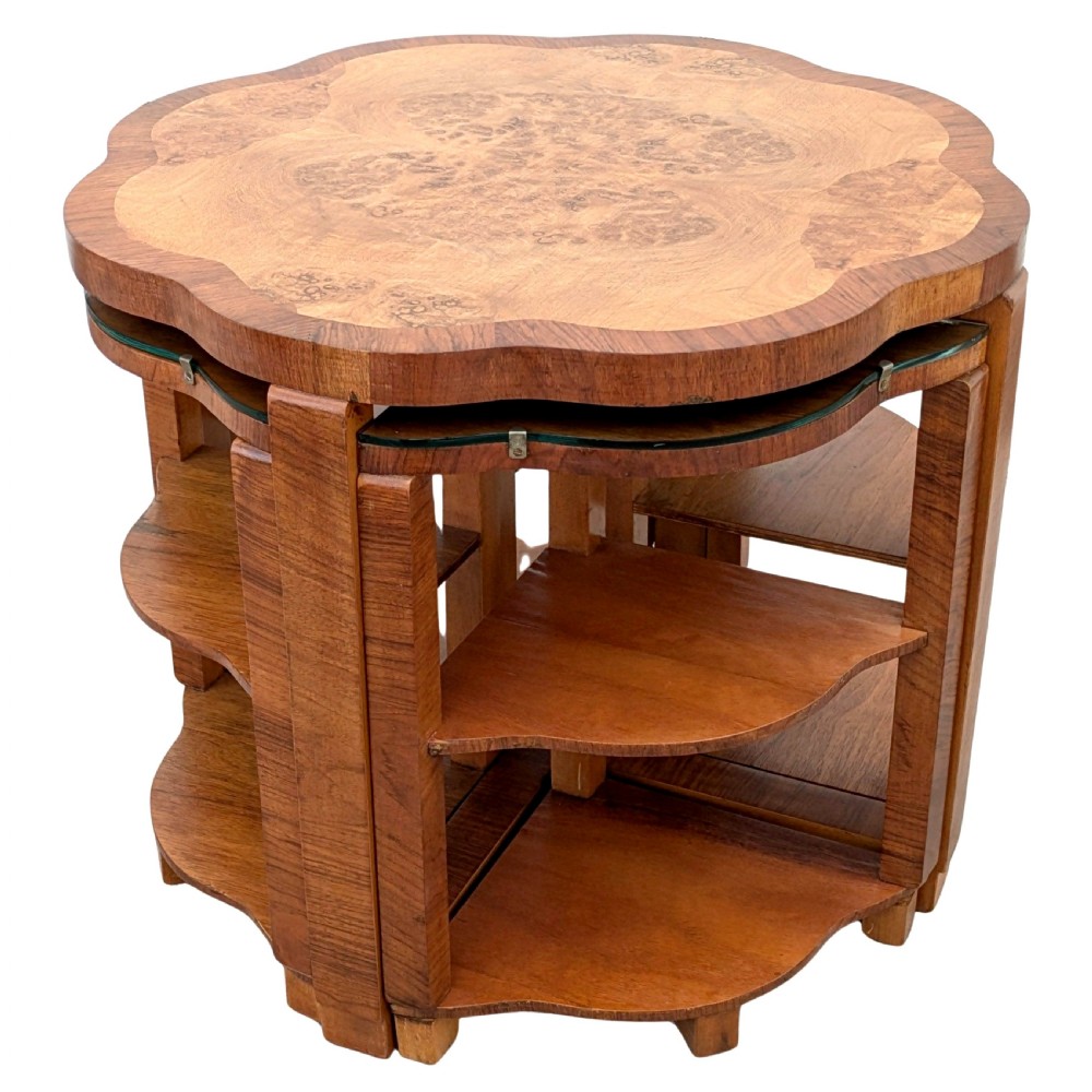 art deco high quality walnut nest of 5 tables by epstein 1930