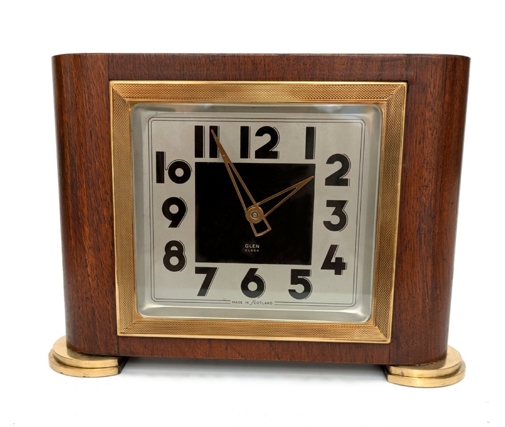 art deco modernist glen mantle clock fully serviced c1930