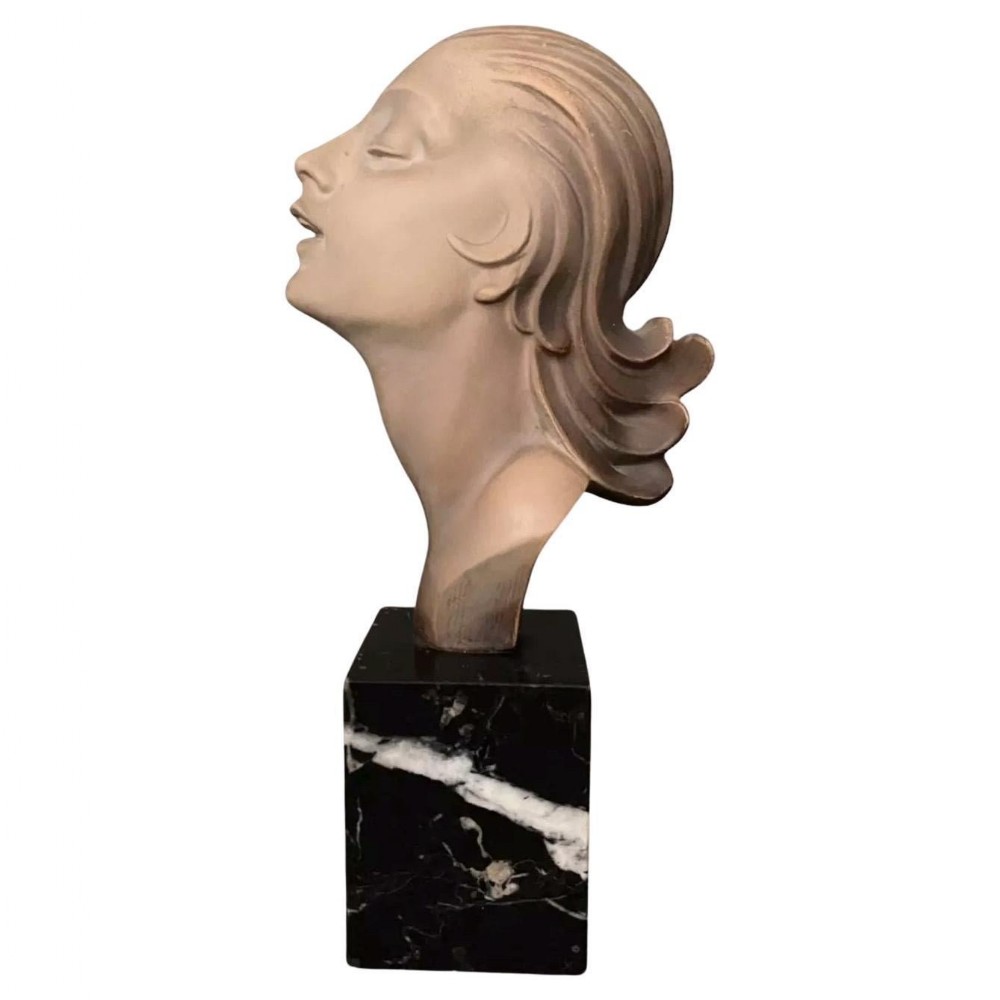 art deco female bust french c1930