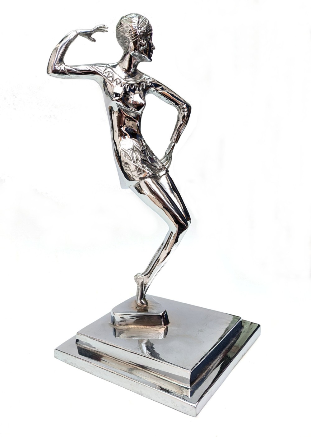 art deco substantial chrome female dancer england c1930