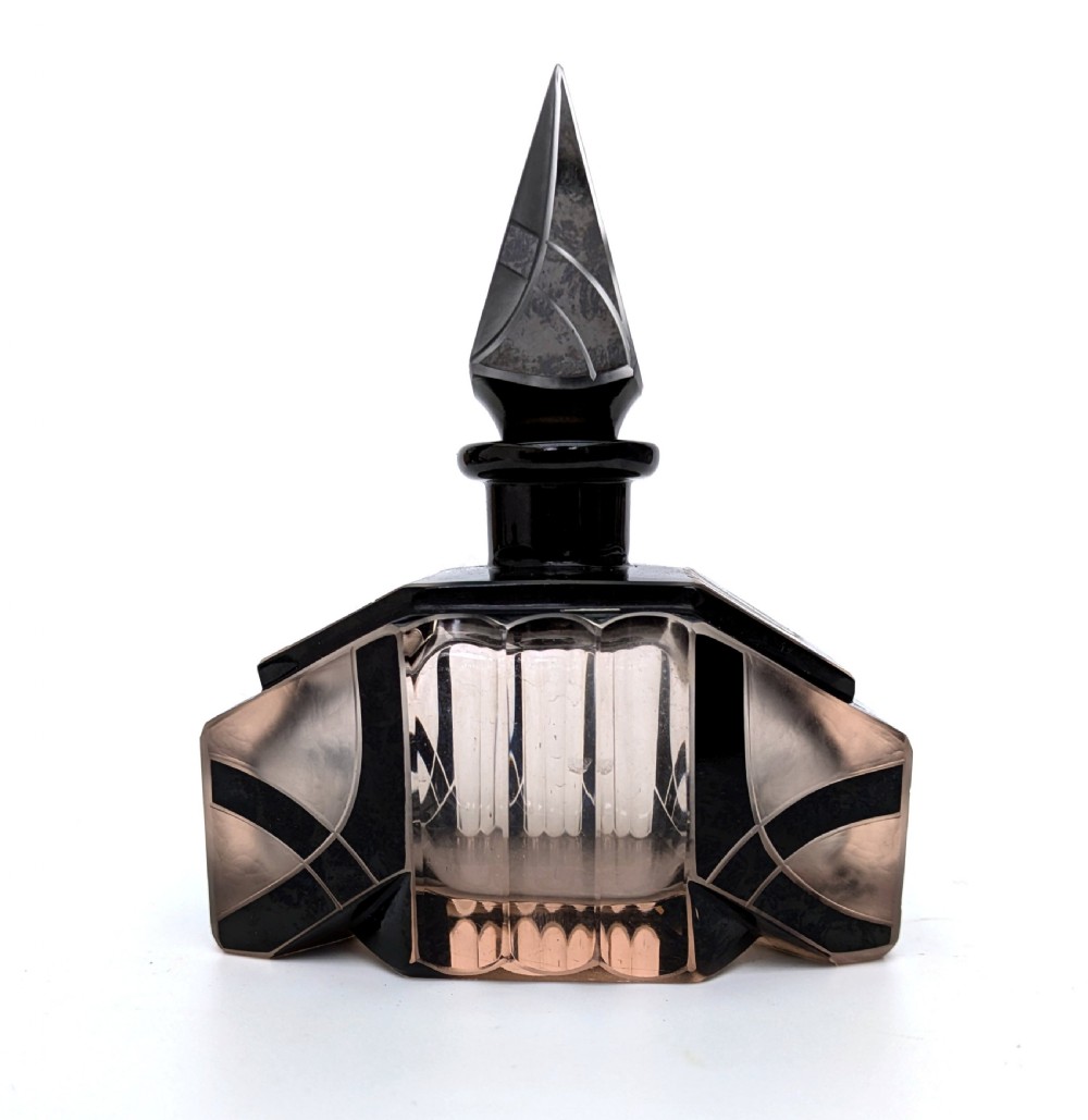 art deco impressive glass perfume bottle by karl palda 1930's