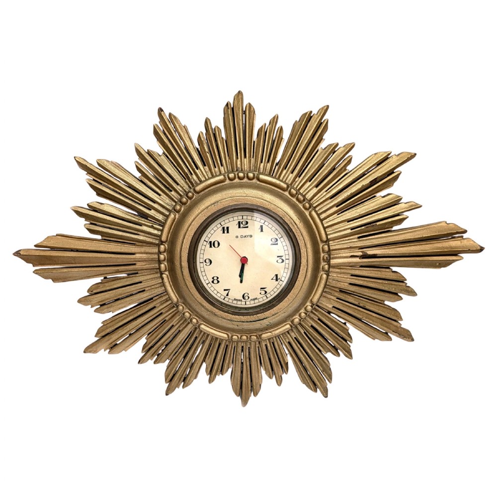 art deco star burst english wall clock c1930