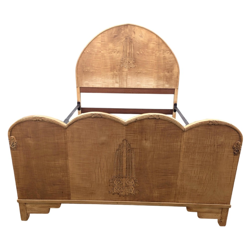 spectacular art deco satinwood double bed circa 1935