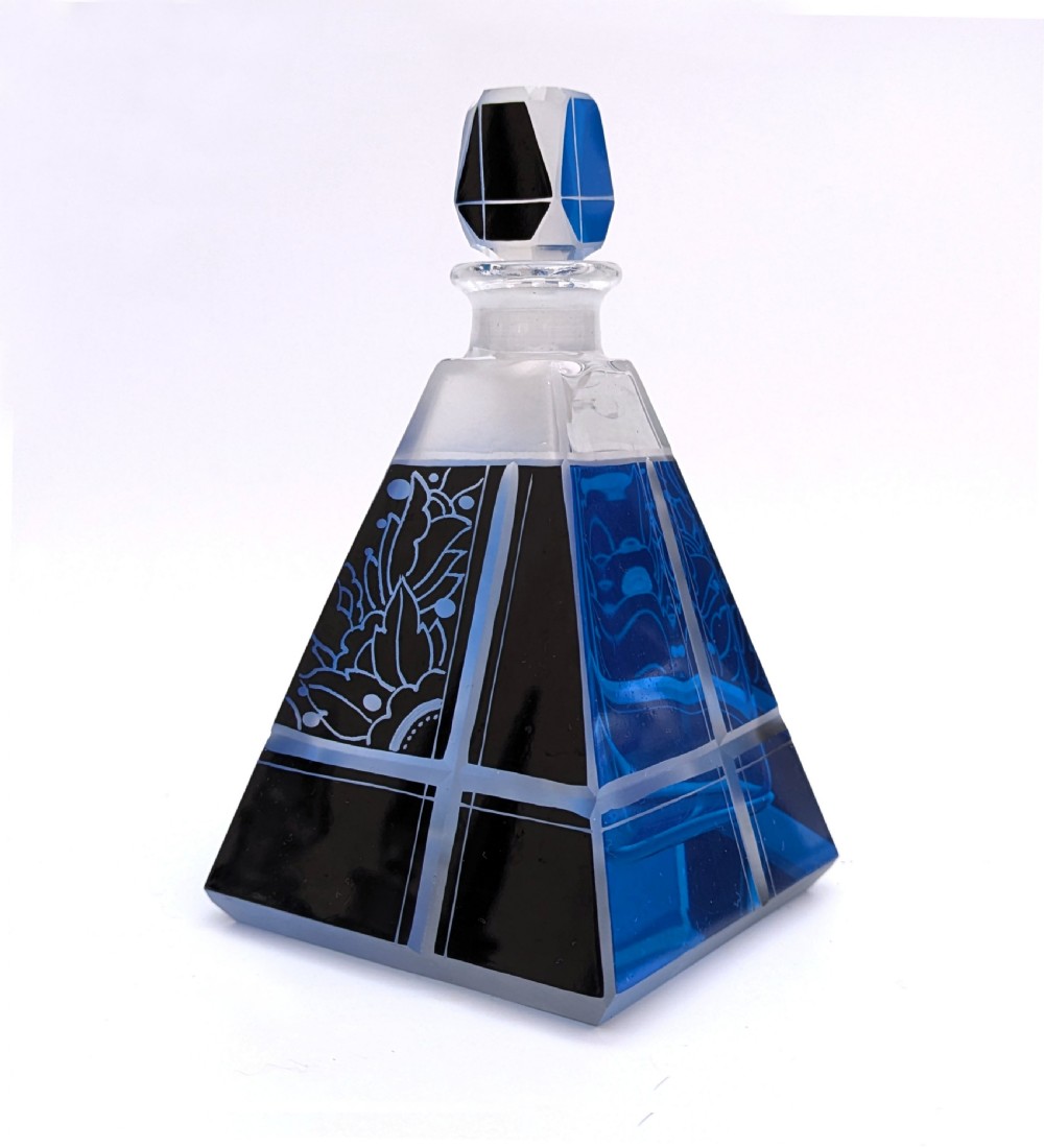 art deco blue perfume bottle by karl palda circa 1930