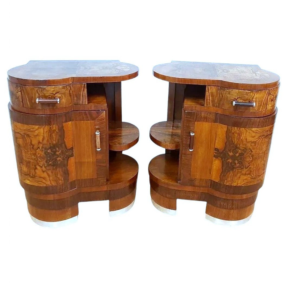 art deco fabulous italian pair of bedside cabinets c1930