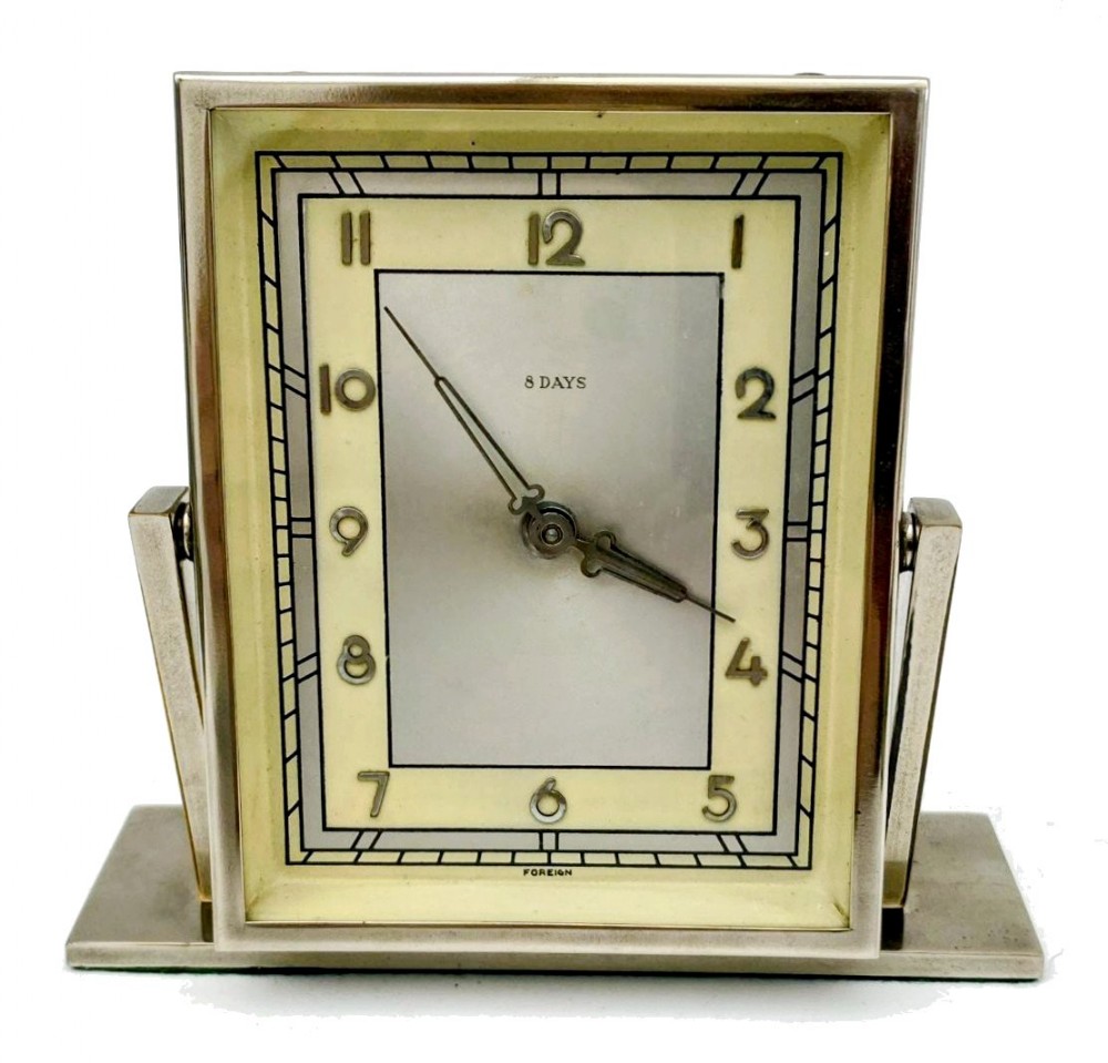 art deco pivoting chrome 8 day clock c1930s