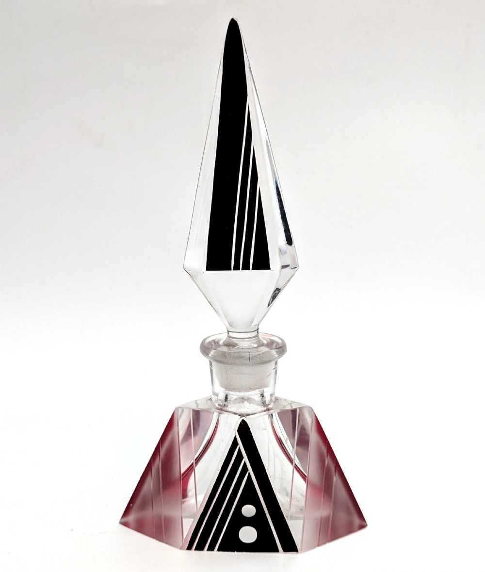 art deco impressive glass perfume bottle by karl palda 1930's