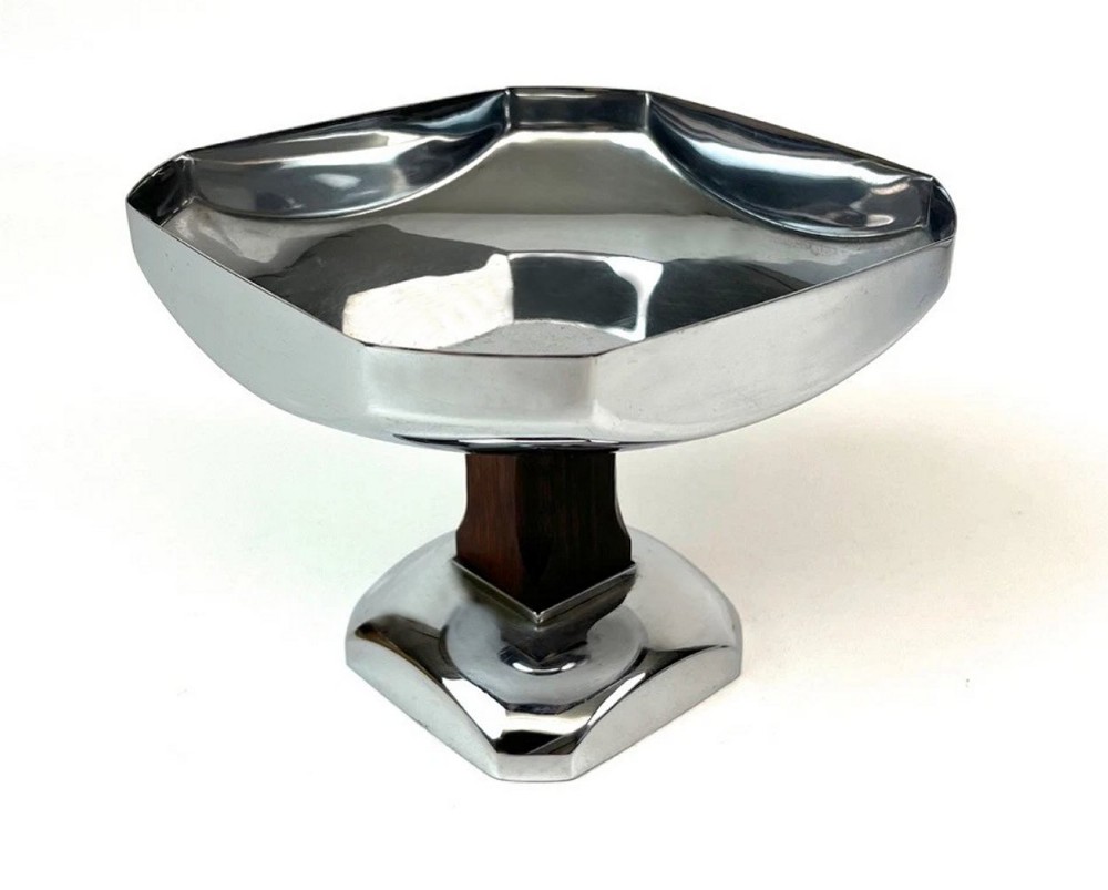art deco modernist chrome macassar comport french c1930s