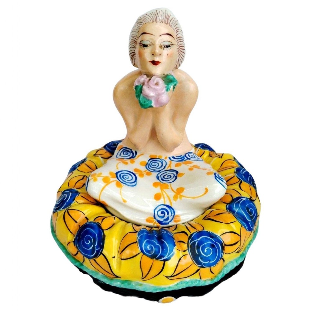 art deco ceramic powder box bowl french c1930