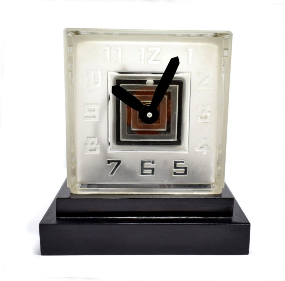 rare art deco bulle glass clock signed pmfavre 1930s