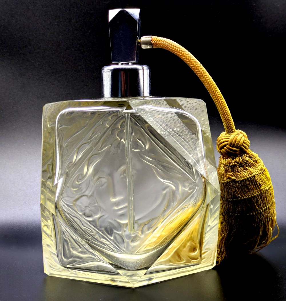 art deco bohemian czech glass scent bottle by rudolf hlousek c1930