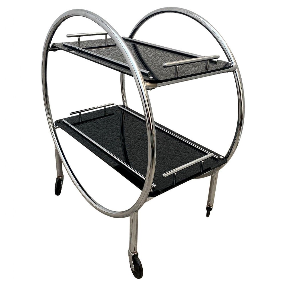 original art deco chrome modernist hostess trolley c1930