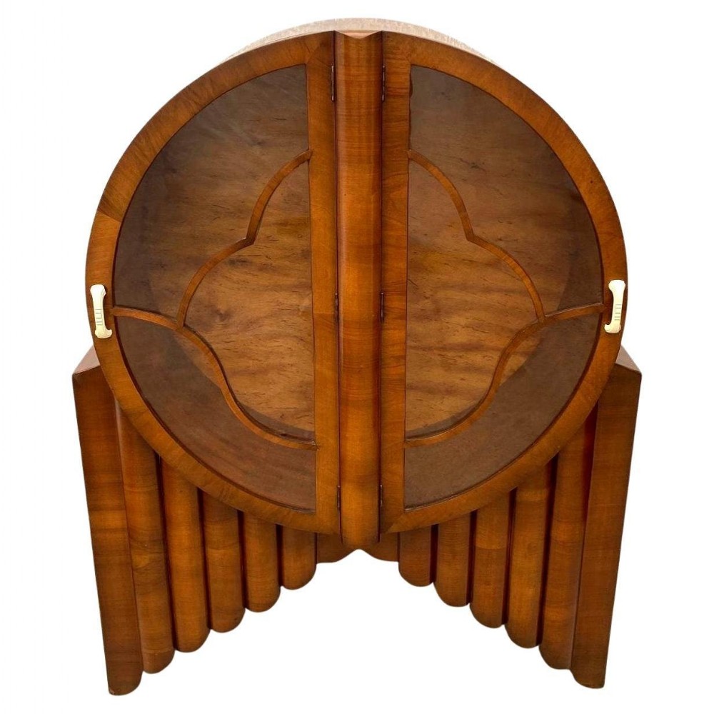 stunning art deco walnut 'rocket cabinet' vitrine english c1930