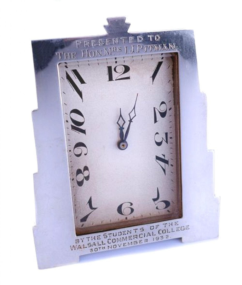 art deco art deco skyscraper solid silver cased easel desk clock c1932