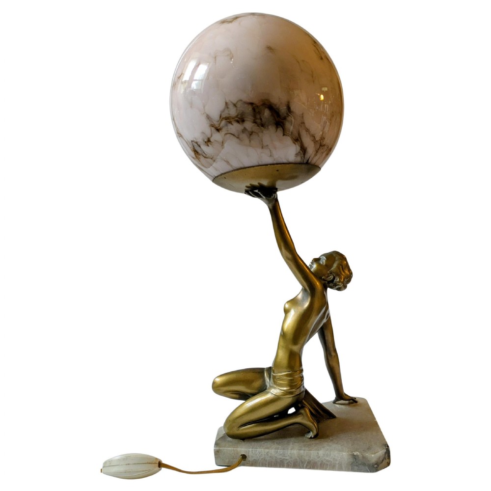 beautiful original art deco nude lady lamp england c1930