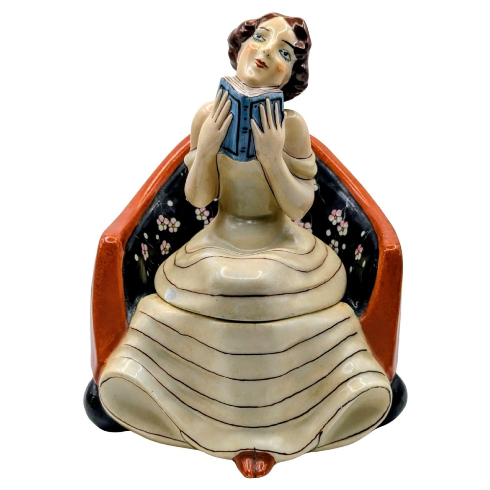 rare art deco ceramic powder bowl aladdin range france c1930