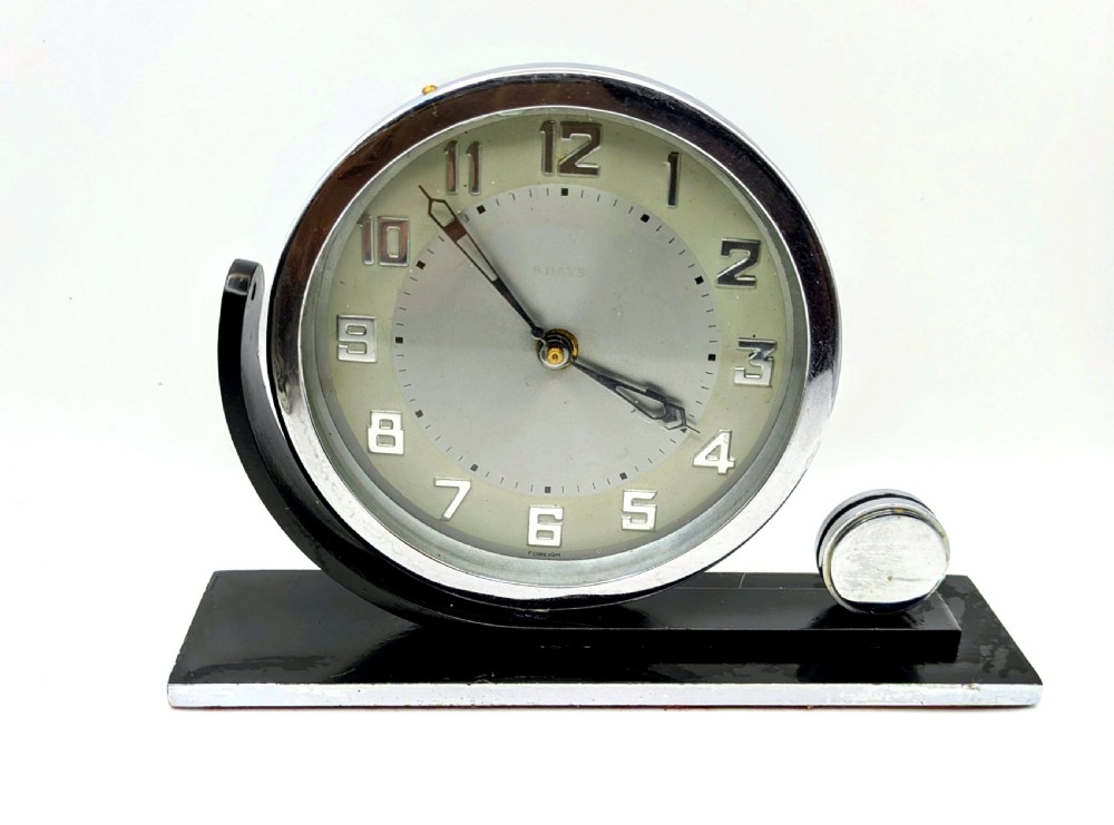 art deco stylish desk clock with 8 day movement english c1930s