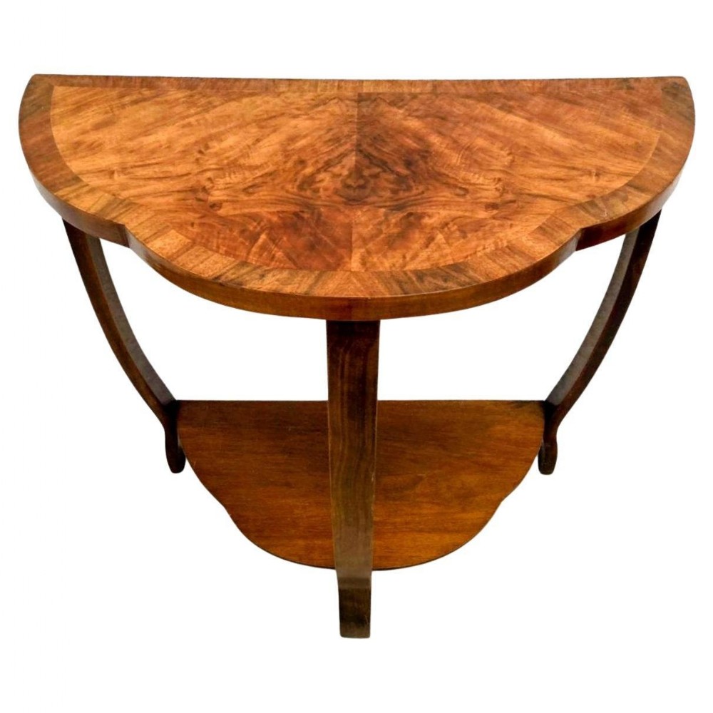art deco walnut console side table english c1930