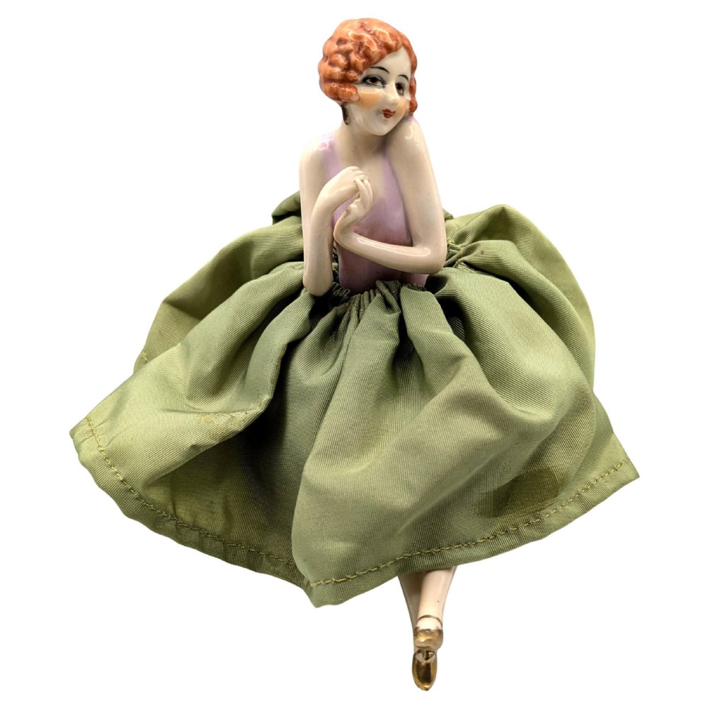 art deco porcelain flapper girl half doll with legs by fasold stuach c1930