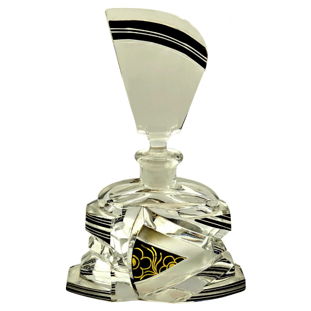 art deco cut glass glass perfume bottle by karl palda c1930s