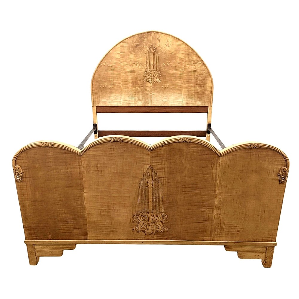 spectacular art deco satinwood double bed circa 1935