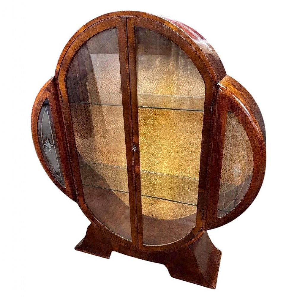 art deco fabulous clove shaped display cabinet c1930s