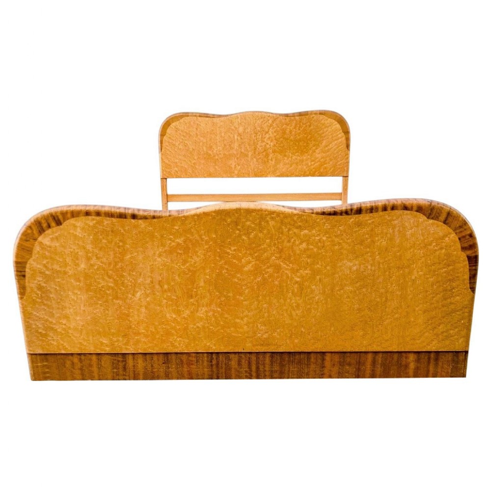 art deco blonde birds eye maple odeon double bed