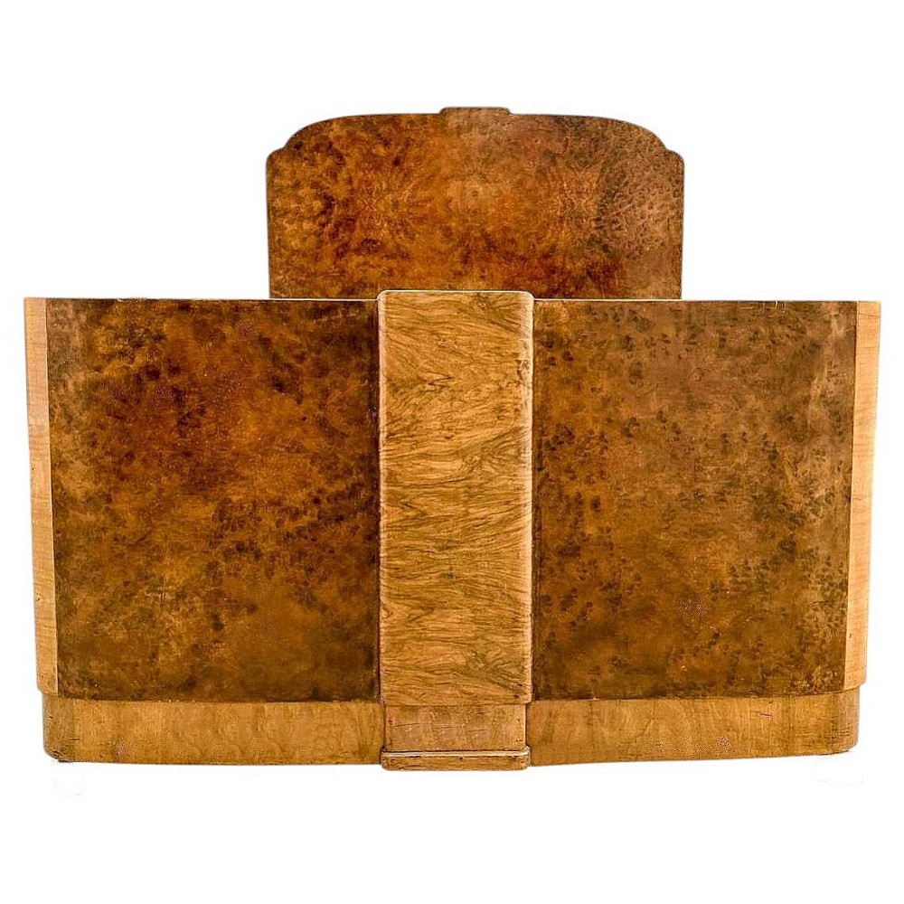 art deco walnut double bed c1930
