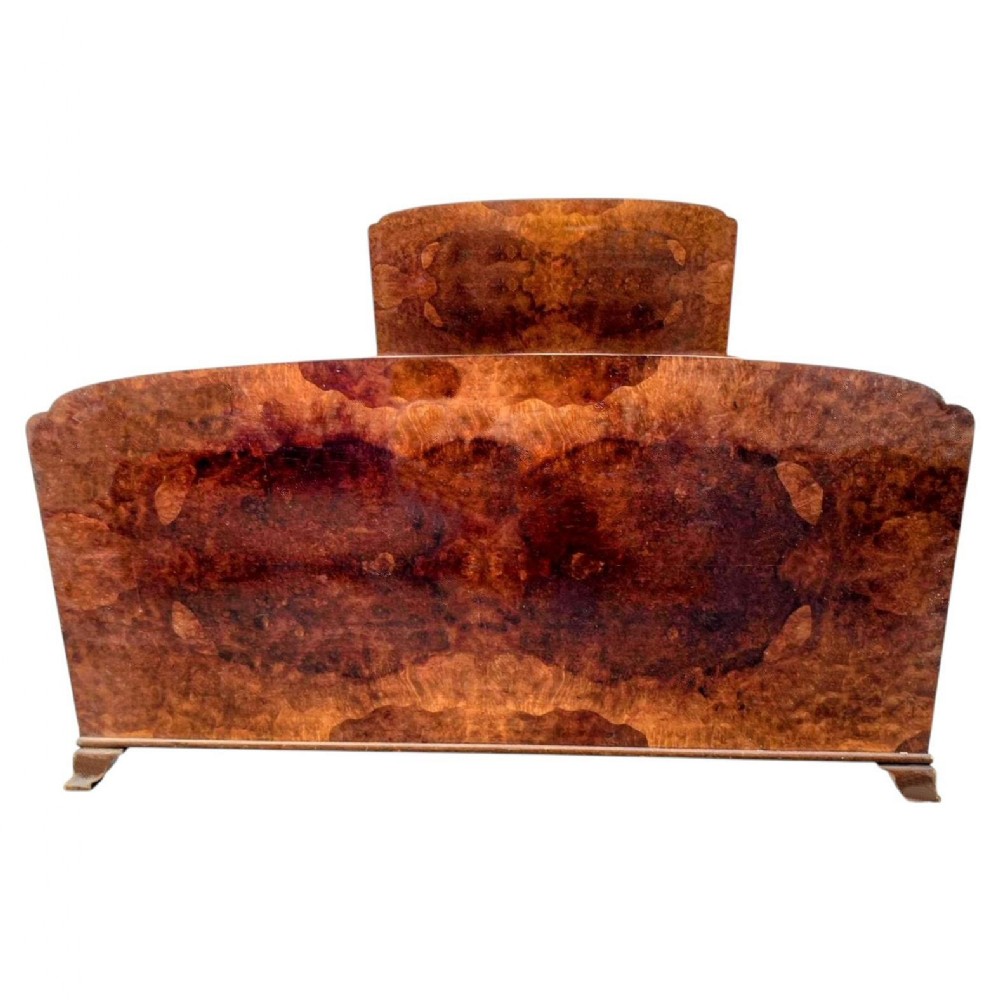 art deco burl walnut double bed c1930