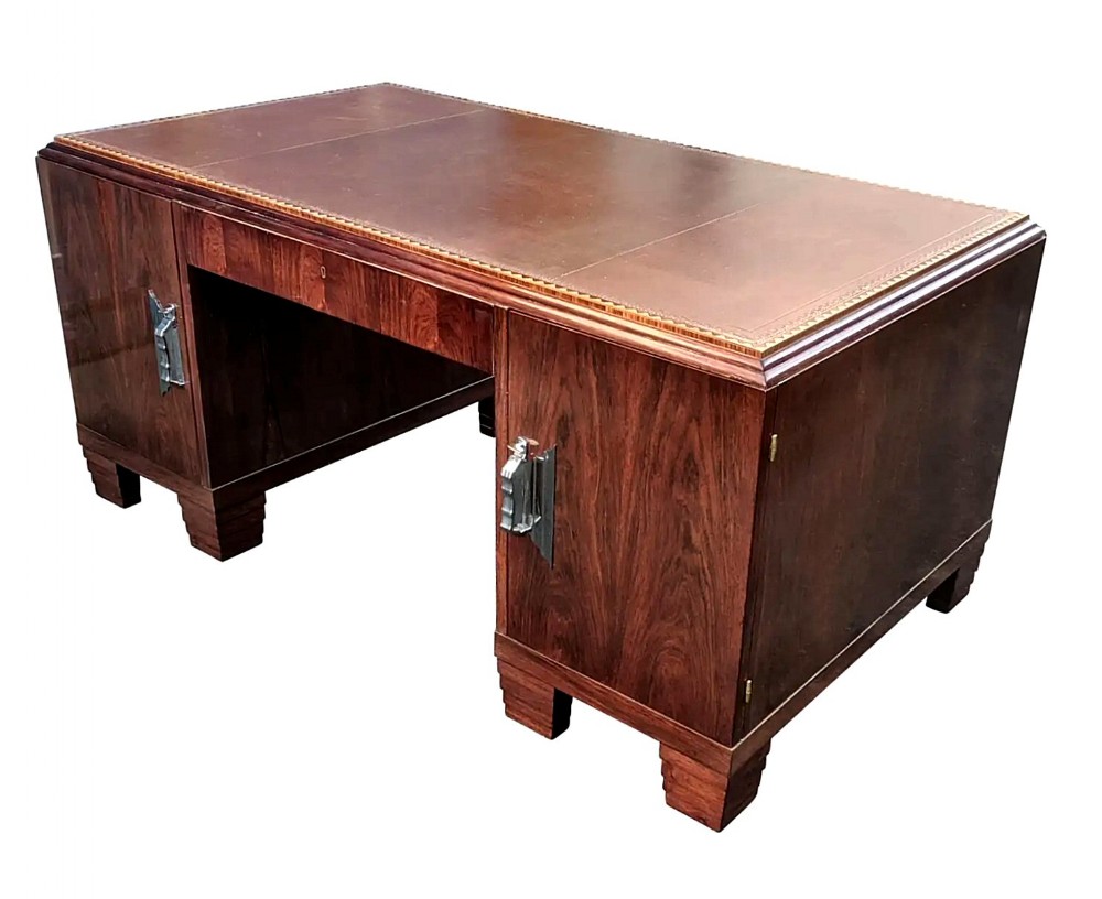 art deco impressive modernist partners desk french c1930