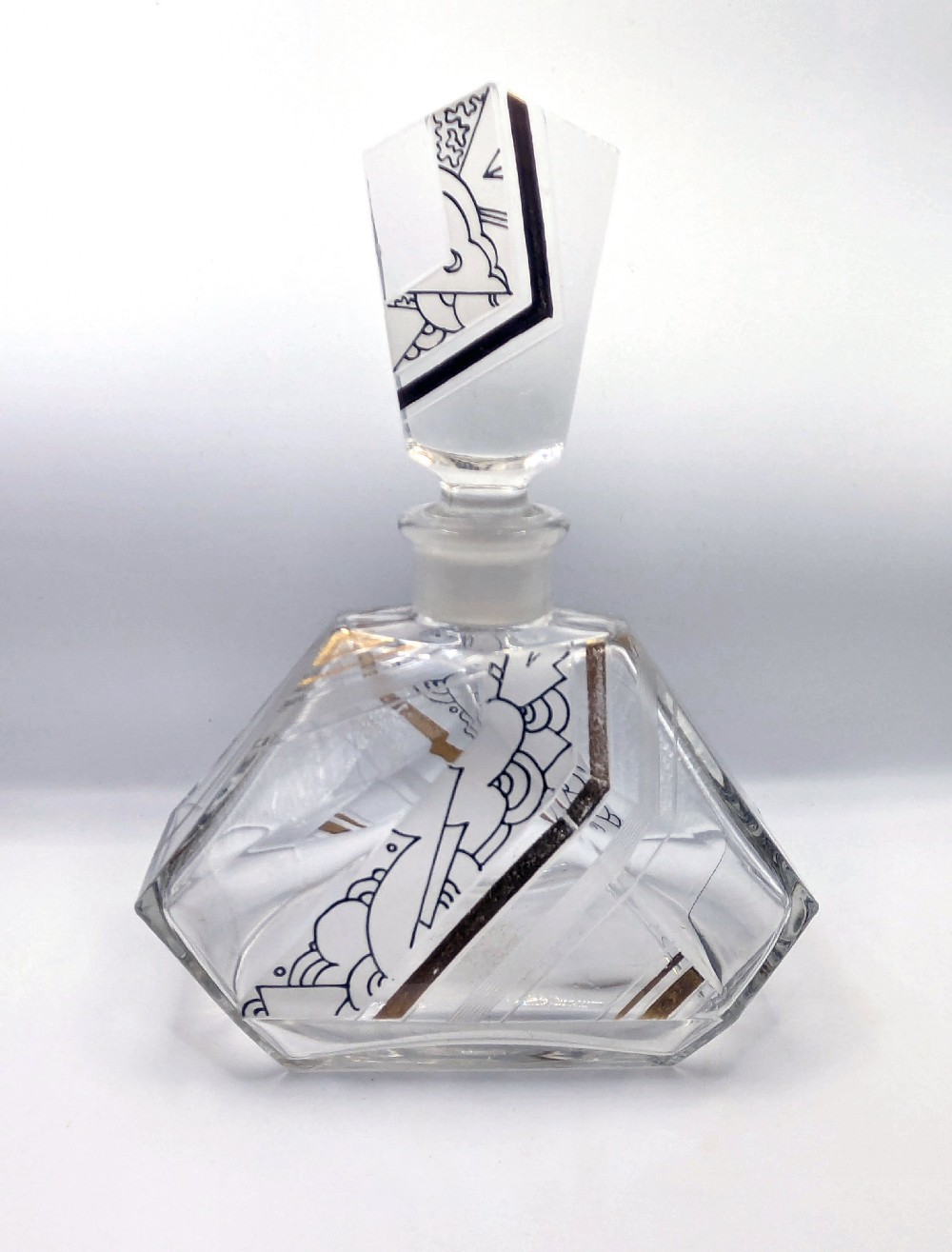 art deco cut glass glass perfume bottle by karl palda c1930s