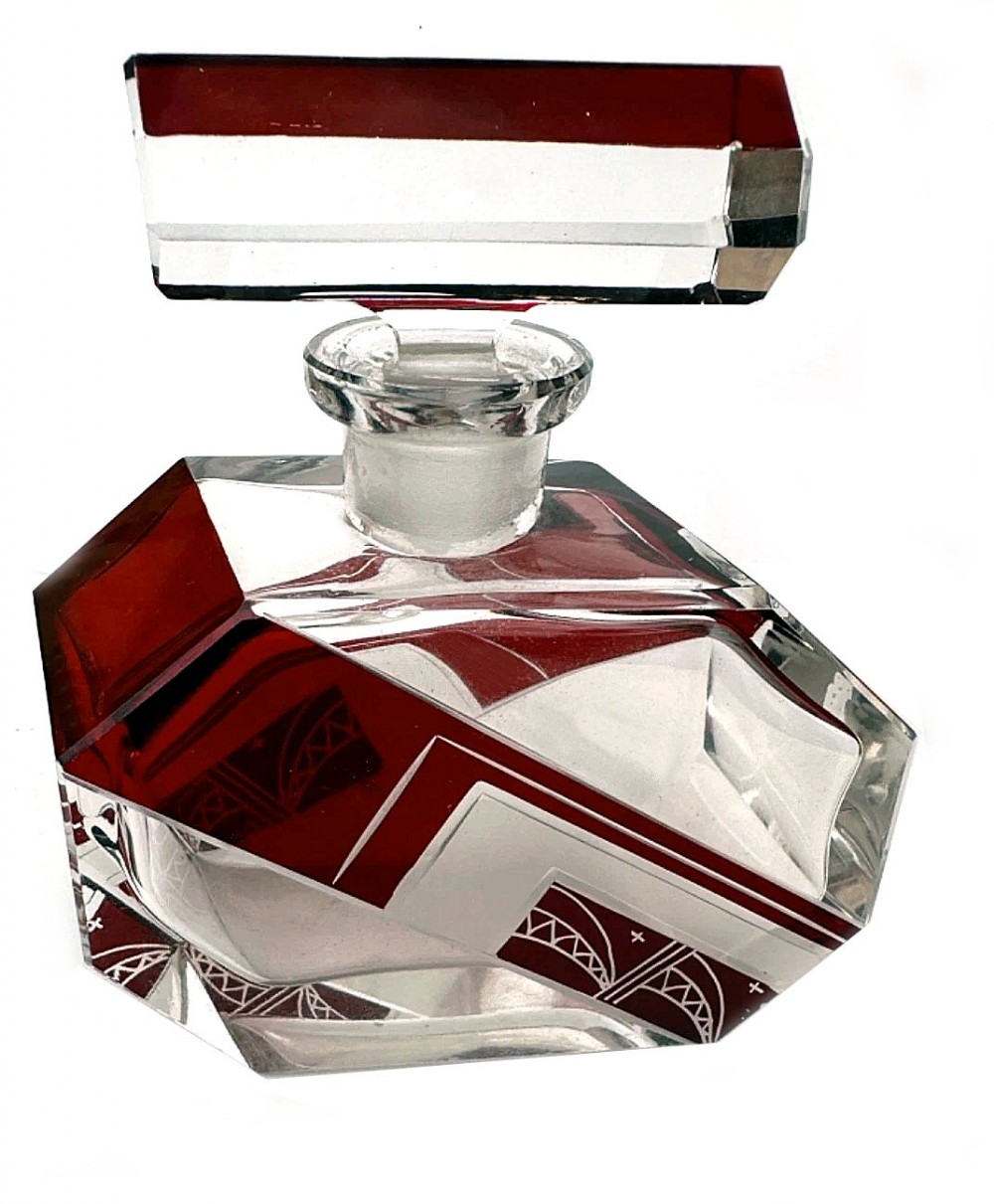 art deco glass perfume bottle by karl palda c1930