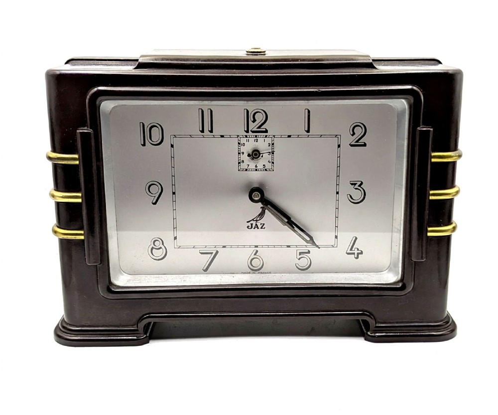 art deco french bakelite streamline mantle clock by jaz c1930