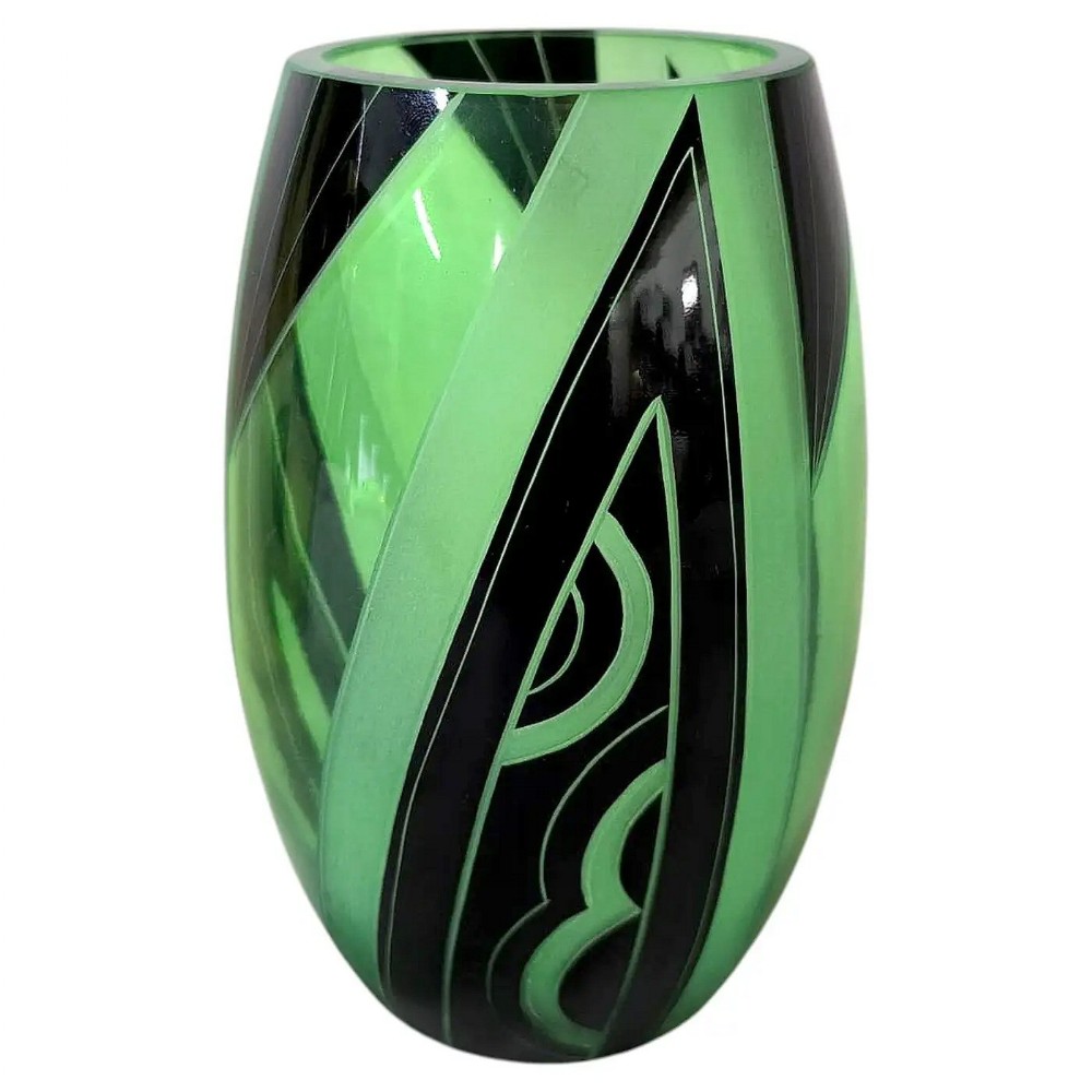 stunning art deco uranium glass vase by karl palda prague c1930