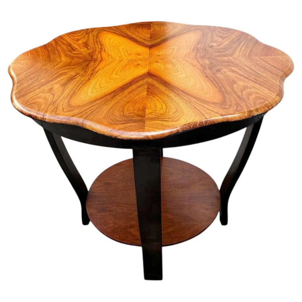 art deco two tier figured walnut coffee table english c1930