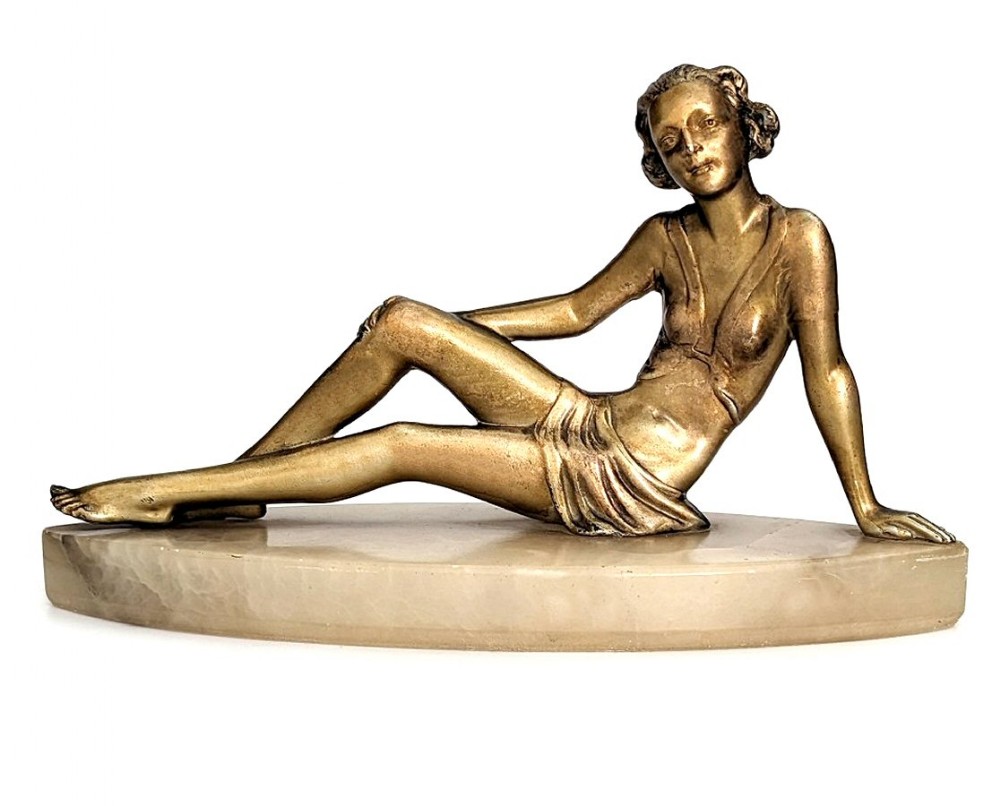 art deco spelter figurine by josef lorenzl c1930