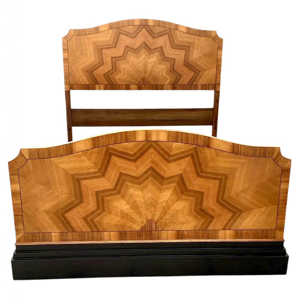 spectacular art deco walnut double bed english c1930