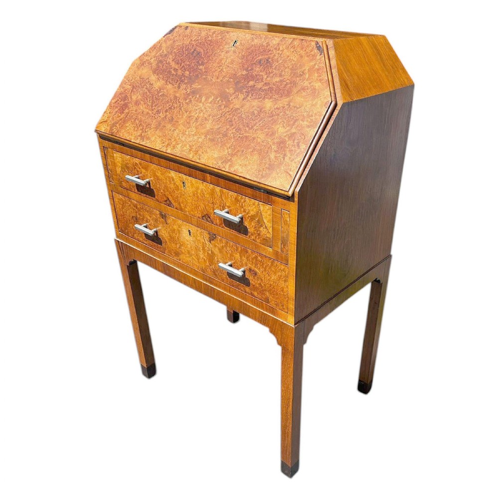 art deco walnut writing desk bureau english c1930